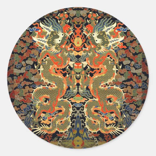 Chinesische Drachenkunst Runder Aufkleber (Vorderseite)