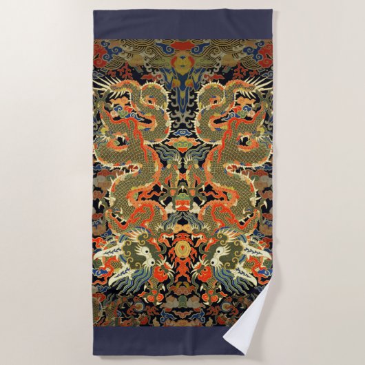 Chinesische Drachenkunst Strandtuch (Vorderseite)