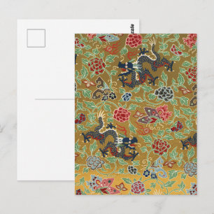 Chinesische Drachenschmetterlinge und Blume Postkarte