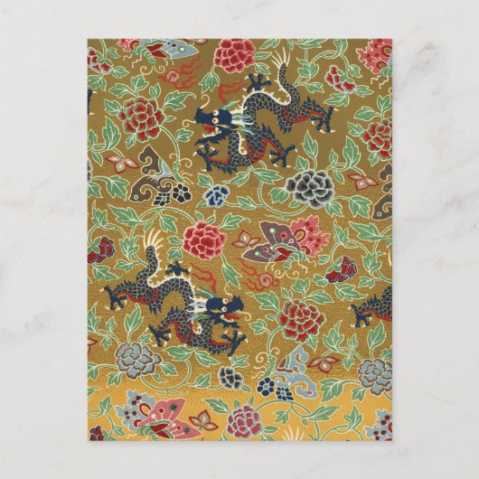 Chinesische Drachenschmetterlinge und Blume Postkarte (Vorderseite)