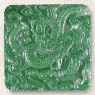 chinesische Dracheskulptur der grünen Jade Getränkeuntersetzer