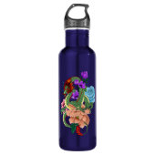 Chinesische Dragon Navy Blue Blumen Edelstahlflasche (Vorderseite)