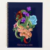 Chinesische Dragon Navy Blue Blumen Planer (Vorderseite)