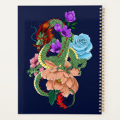 Chinesische Dragon Navy Blue Blumen Planer (Rückseite)