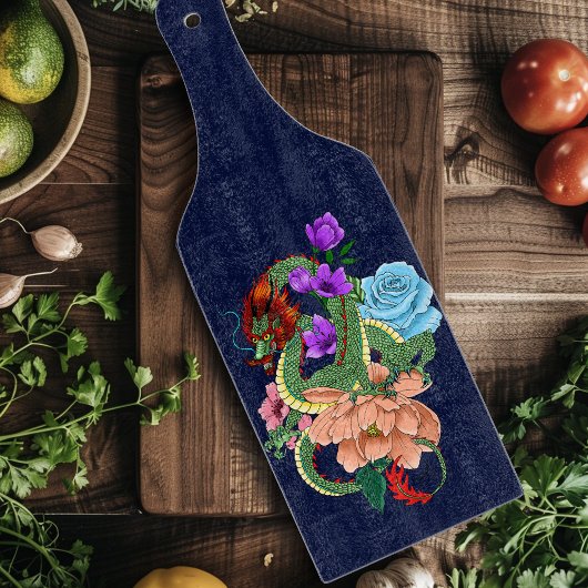 Chinesische Dragon Navy Blue Blumen Schneidebrett