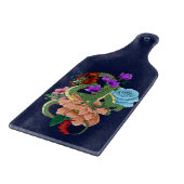 Chinesische Dragon Navy Blue Blumen Schneidebrett (Ecke)