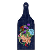 Chinesische Dragon Navy Blue Blumen Schneidebrett (Vorderseite)