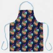 Chinesische Dragon Navy Blue Blumen Schürze (Vorderseite)
