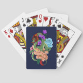 Chinesische Dragon Navy Blue Blumen Spielkarten (Rückseite)