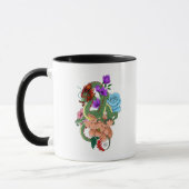 Chinesische Dragon Navy Blue Blumen Tasse (Links)