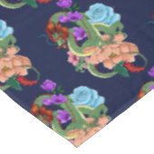 Chinesische Dragon Navy Blue Blumen Tischdecke (Schrägansicht)