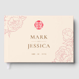 Chinesische Elegante Double Happiness Hochzeit Gästebuch