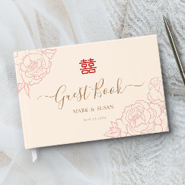 Chinesische Elegante Double Happiness Hochzeit Gästebuch