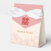 Chinesische Elegante Double Happiness Peonies Wedd Geschenkschachtel (Vorderseite)