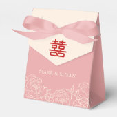 Chinesische Elegante Double Happiness Peonies Wedd Geschenkschachtel (Vorderseite)
