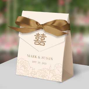 Chinesische Elegante Double Happiness Peonies Wedd Geschenkschachtel