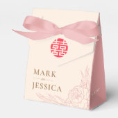 Chinesische Elegante Double Happiness Peonies Wedd Geschenkschachtel (Vorderseite)