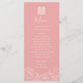 Chinesische Elegante Double Happiness Peonies Wedd Menükarte (Vorderseite)