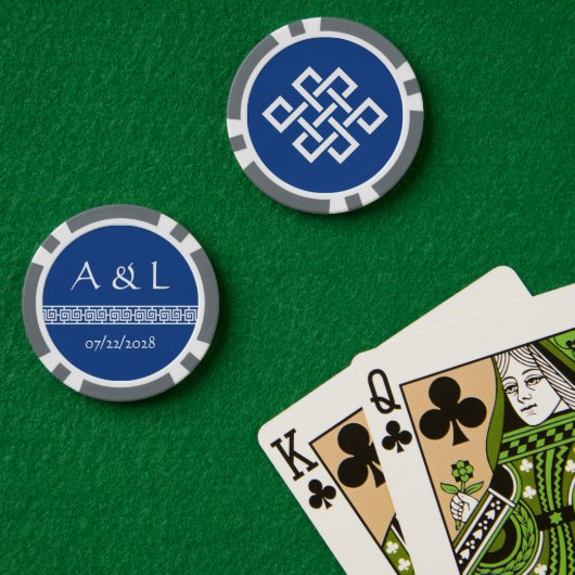 Chinesische Eleganz in Blau Pokerchips (Pokertisch (doppelt))