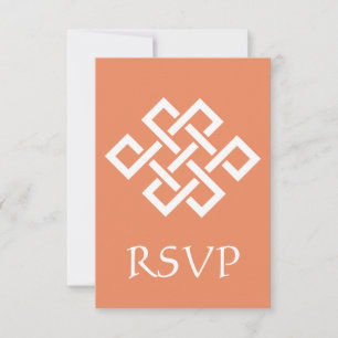 Chinesische Eleganz in Korallenrubrik-RSVP-Karte RSVP Karte