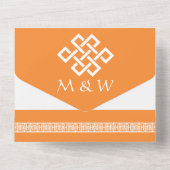 Chinesische Eleganz in Orange All In One Einladung (Rückseite)