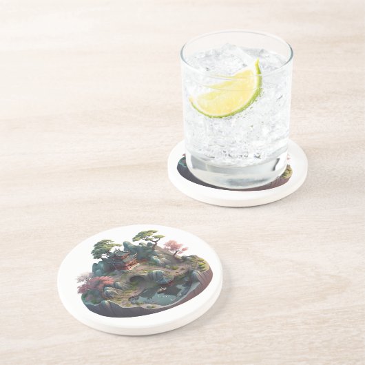 Chinesische Fantasy 3D Landschaft Sandstone Unters Getränkeuntersetzer (Seite)