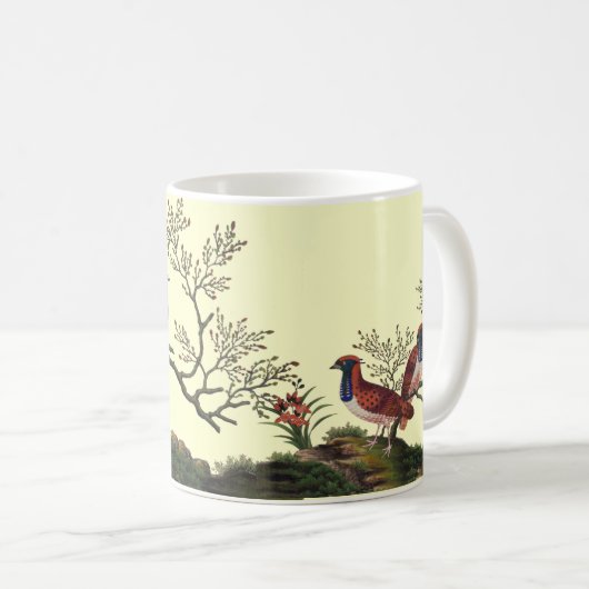 Chinesische Fasan-elegante Reis-Papier-Malerei Kaffeetasse (VorderseiteRechts)