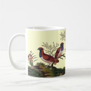 Chinesische Fasan-elegante Reis-Papier-Malerei Kaffeetasse