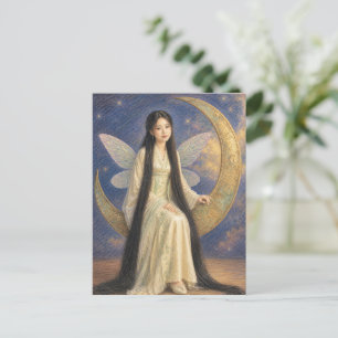 chinesische Feen-Mädchen Buntstift Kunst Zeichnung Postkarte