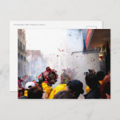 Chinesische Feuerwehr und Löwen Postkarte (Vorne/Hinten)