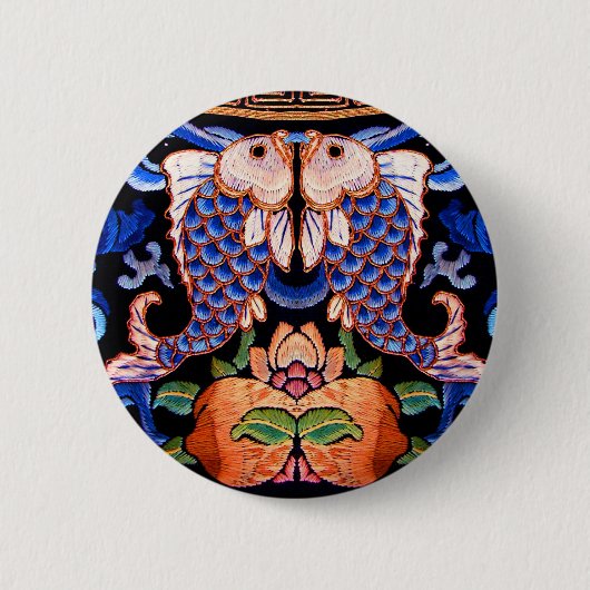 Chinesische Fisch-Stickerei Button (Vorderseite)