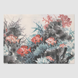 Chinesische Fisch- und Korallenfarben Seidenpapier