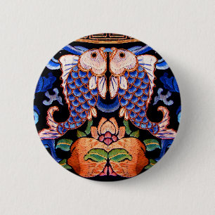 Chinesische Fischstickerei Button