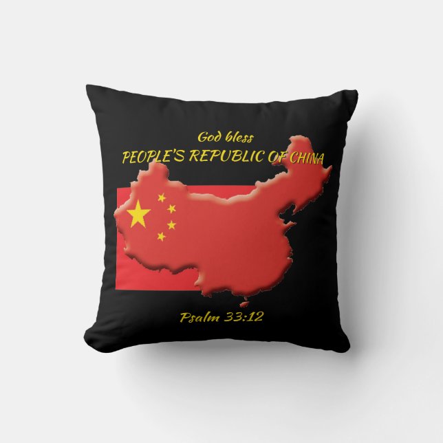CHINESISCHE FLAG MAP China Scripting Custom BLACK Kissen (Vorderseite)