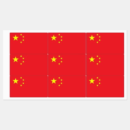 Chinesische Flagge Etiketten (Blatt)
