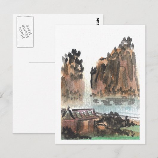Chinesische Flusslandschaft Postkarte (Vorne/Hinten)