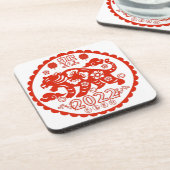 Chinesische Folkkunst Papercutting Tiger Getränkeuntersetzer (Linke Seite)
