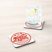 Chinesische Folkkunst Papercutting Tiger Getränkeuntersetzer (Rechte Seite)