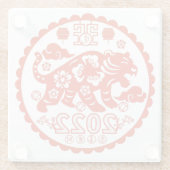 Chinesische Folkkunst Papercutting Tiger Glasuntersetzer (Rückseite)