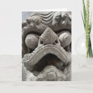 Chinesische Foo-Hund-Drache Granit-Fels-Skulptur Karte
