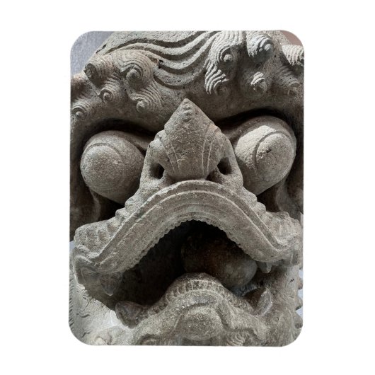 Chinesische Foo-Hund-Drache Granit-Fels-Skulptur Magnet (Vertikal)