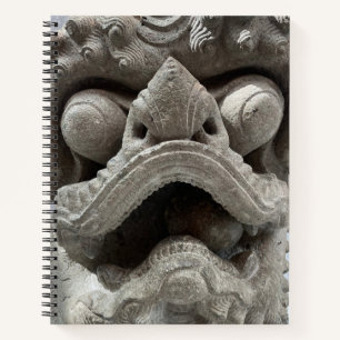 Chinesische Foo-Hund-Drache-Granit-Fels-Skulptur Notizblock
