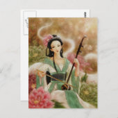 Chinesische Frau spielt Erhu Postkarte (Vorne/Hinten)