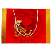 Chinesische FU Luck Laterne Tiger Jahr Gruß LGB2 Große Geschenktüte (Rückseite)