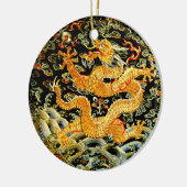 Chinesische gestickter goldener Drache des Keramik Ornament (Links)