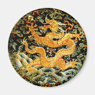 Chinesische gestickter goldener Drache des Magnet