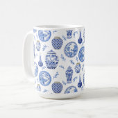 Chinesische Ginger Jars Blau und Weiße Blüten Vint Kaffeetasse (Vorderseite Links)