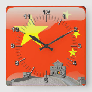 Chinesische glatte Flagge Quadratische Wanduhr