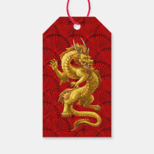 Chinesische Gold Dragon Viel Glück Gift Tags Geschenkanhänger