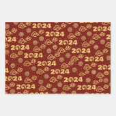 Chinesische Goldene Drachen Neujahr Luxus oriental Geschenkpapier Set (Vorderseite 3)